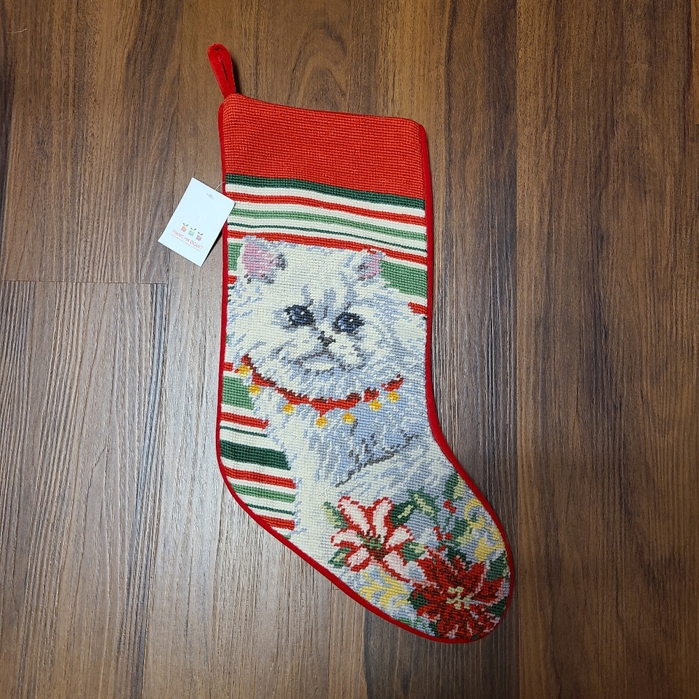 White Cat Christmas Stocking